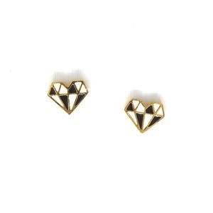 Diamond Heart Enamel Stud Earrings [sold out]
